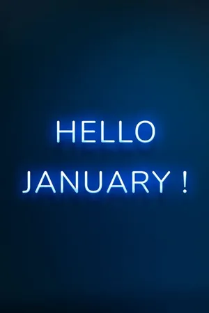 Neon Blue Hello January Phone Wallpaper
