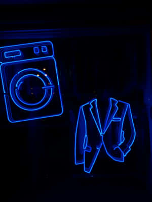 Neon Blue Laundry Art Wallpaper