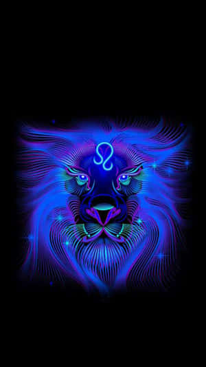 Neon Blue Leo Astrology Iphone Wallpaper