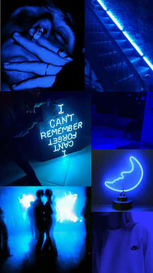 Neon_ Blue_ Mood_ Collage Wallpaper