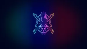 Neon Blue Purple Halo Logo Wallpaper