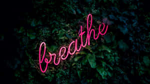 Neon_ Breathe_ Sign_ Amidst_ Greenery Wallpaper