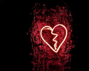 Neon Broken Heart Art Wallpaper