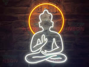 Neon Buddha Halo Sign Wallpaper