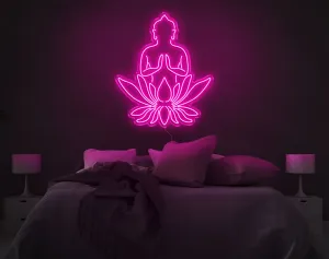 Neon Buddha Lotus Bedroom Decor Wallpaper