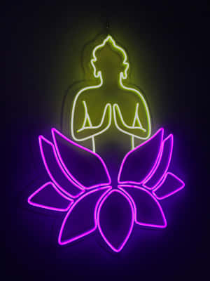 Neon Buddha Lotus Flower Wallpaper