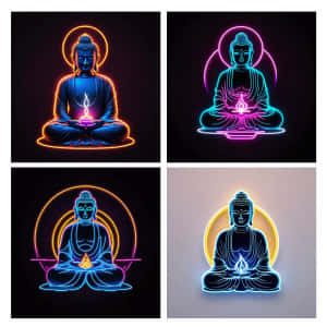 Neon Buddha Meditation Quartet Wallpaper