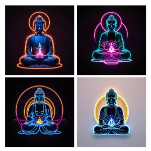 Neon Buddha Meditation Quartet Wallpaper