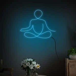 Neon Buddha Meditation Wall Art Wallpaper