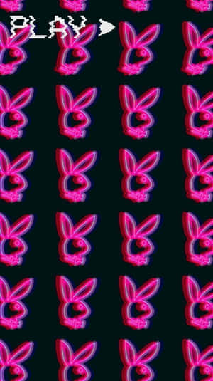 Neon Bunny Pattern Y2 K Background Wallpaper