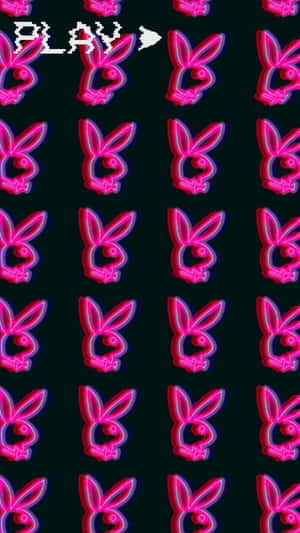 Neon Bunny Pattern Y2 K Style Wallpaper