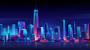 Neon Cityscape Night Skyline Wallpaper