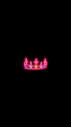Neon Crown Glowing Against Black Background Wallpaper