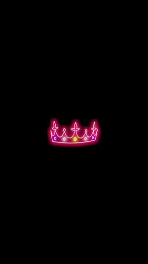 Neon Crown Glowing Against Black Background Wallpaper