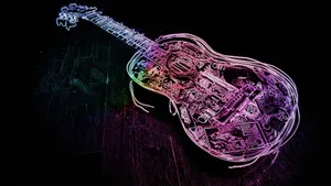 Neon Cyber Guitar Art Wallpaper