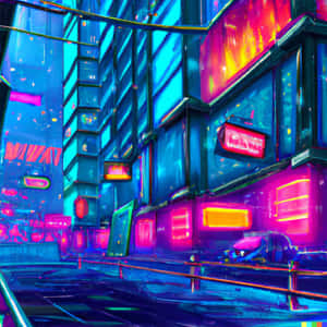 Neon Cyberpunk Cityscape Wallpaper