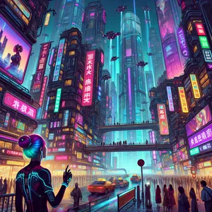 Neon Cyberpunk Cityscape Wallpaper