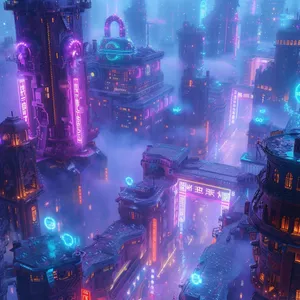 Neon Cyberpunk Cityscape Wallpaper