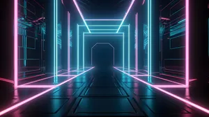 Neon Cyberpunk Corridor.jpg Wallpaper