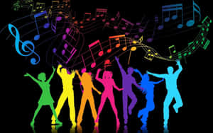 Neon Dance Party Silhouettes Wallpaper