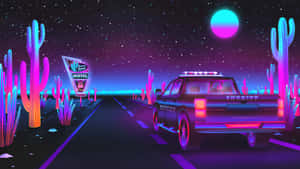 Neon Desert Sheriff Patrol Wallpaper