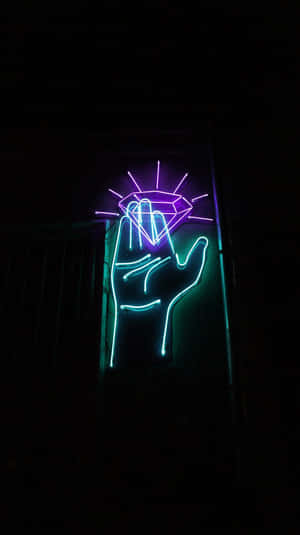 Neon Diamond Hand Sign Wallpaper