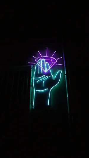 Neon Diamond Hand Sign Wallpaper