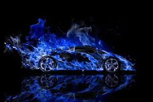 Neon Flame Lamborghini Reflection Wallpaper
