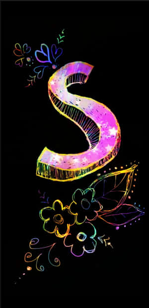 Neon_ Floral_ S_ Letter_ Art.jpg Wallpaper