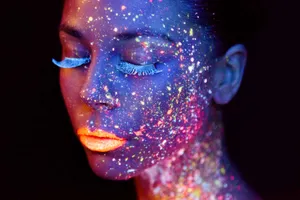 Neon_ Galaxy_ Makeup_ Under_ Black_ Light Wallpaper