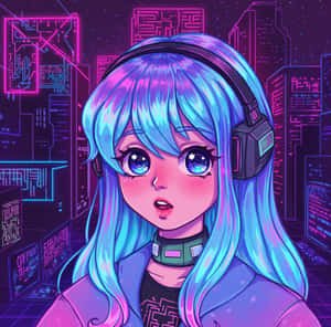 Neon Gamer Girl Avatar Wallpaper