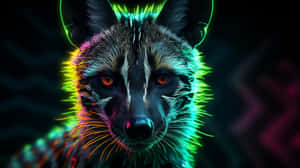 Neon Glow Aardwolf Portrait Wallpaper