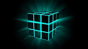 Neon Glow Cube Illustration Wallpaper