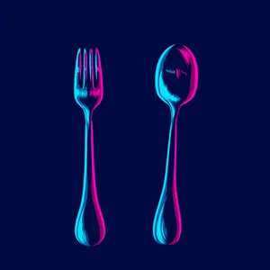 Neon Glow Cutlery Art Wallpaper