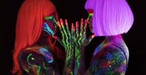 Neon_ Glow_ Makeup_ Under_ Black_ Light Wallpaper