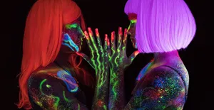 Neon_ Glow_ Makeup_ Under_ Black_ Light Wallpaper
