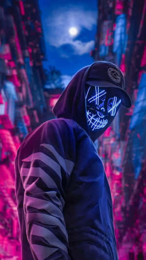 Neon Glow Mask In The Dark Wallpaper