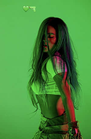 Neon Green Aesthetic Woman Wallpaper
