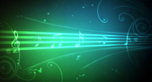 Neon Green Music Notes Wallpaper