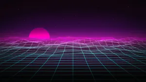 Neon_ Grid_ Landscape Wallpaper