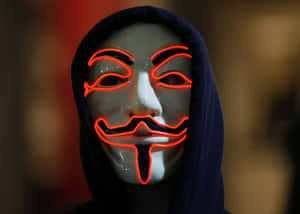 Neon Guy Fawkes Mask Wallpaper