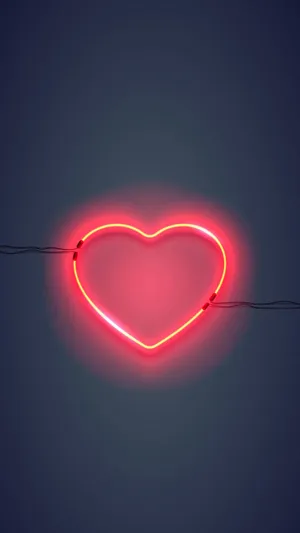 Neon Heart Glow Light Red Aesthetic Wallpaper