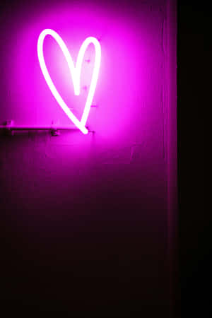 Neon Heart Glow Wall Art Wallpaper