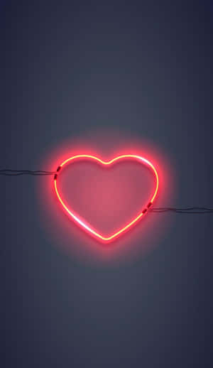 Neon Heart Glow Wall Art Wallpaper