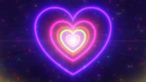 Neon Heart Glow Y2 K Aesthetic.jpg Wallpaper