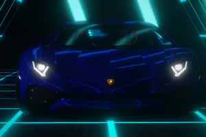 Neon Infused Blue Lamborghini Night Wallpaper