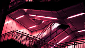 Neon Infused Industrial Staircase Wallpaper