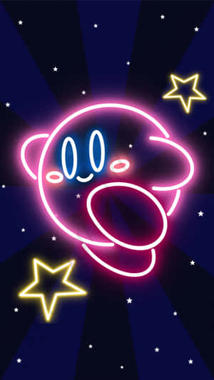 Neon Kirby Starlighti Phone Wallpaper Wallpaper