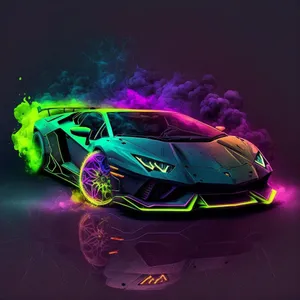 Neon Lamborghini Aventador Artwork Wallpaper