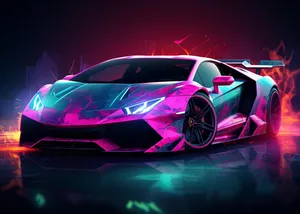 Neon Lamborghini Aventador Fire Wallpaper